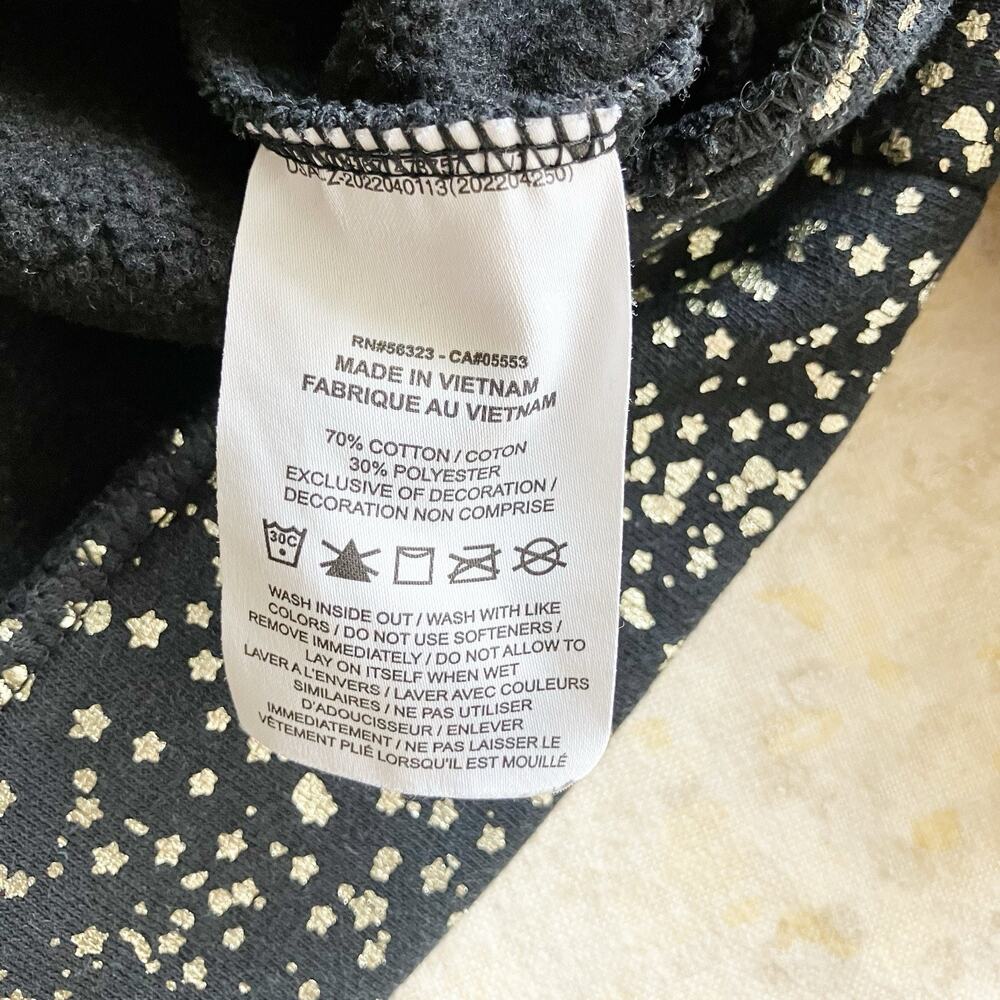 Nike Girls S Small Hoodie Metallic Silver Star Print Black Long Sleeve - Picture 7 of 7